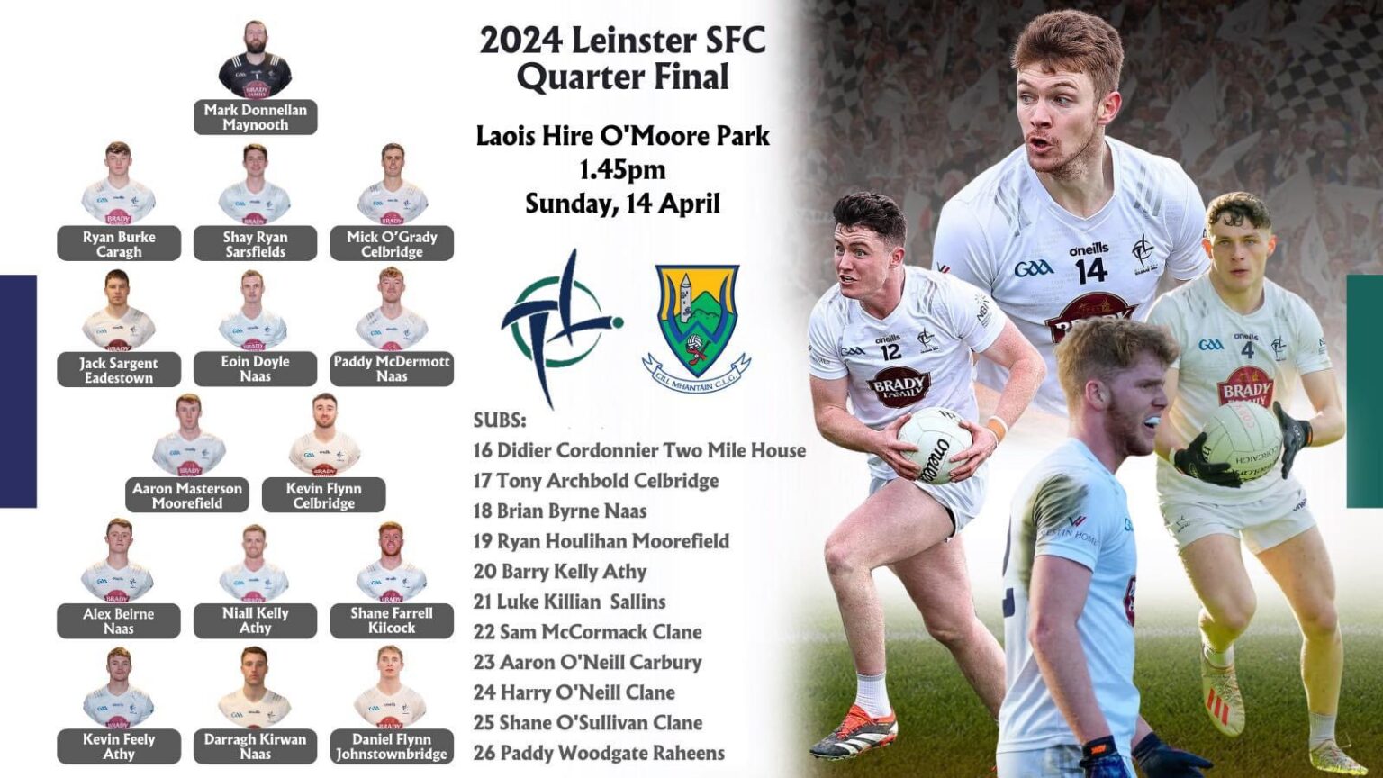 Kildare Senior Team Named for Sunday | Clogherinkoe GFC