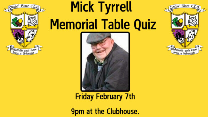 Annual Mick Tyrrell Table Quiz