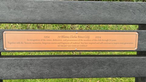 Unveiling of Commemorative Bench to mark 70 years of Clogherinkoe GFC